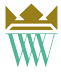 Logo of the Museum: two green letters W and gold crown above them